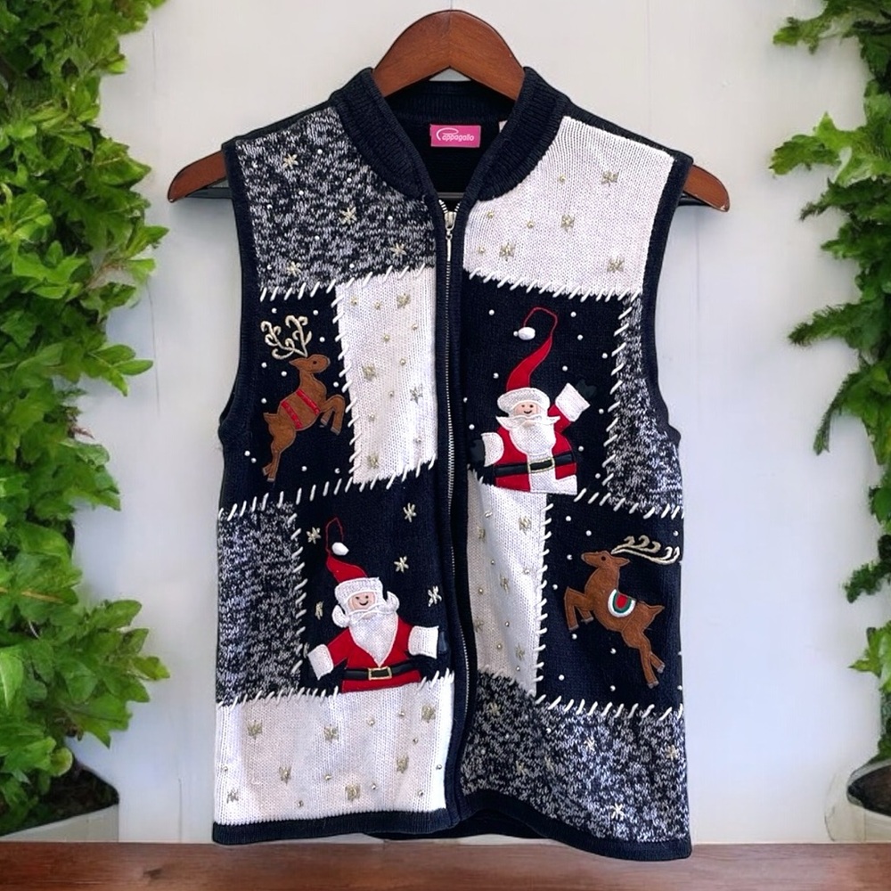 Vintage Black and White Holiday Cardigan